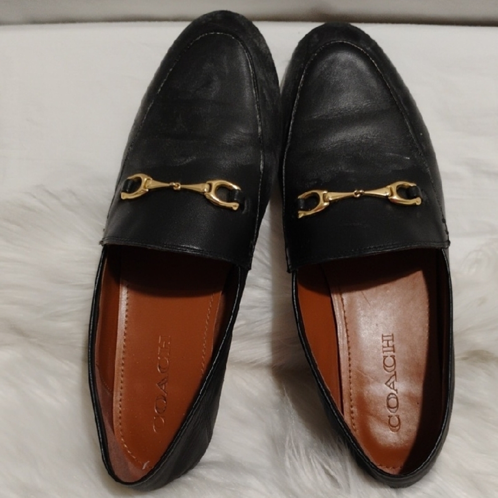 (#209) SALE! Coach Haley Black & Gold Loafers Sleek Design Sz.7.5 - Picture 11 of 14